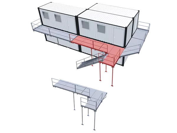 Air-Step-Modul Längsseitig, Aufbau Treppe Frontseitig